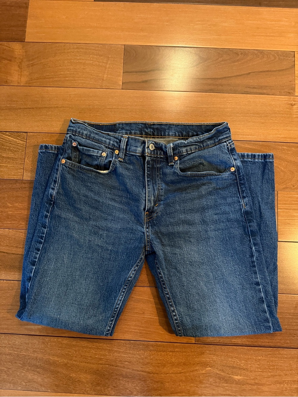 Levi's Straight-Leg Medium Blue Denim Jeans